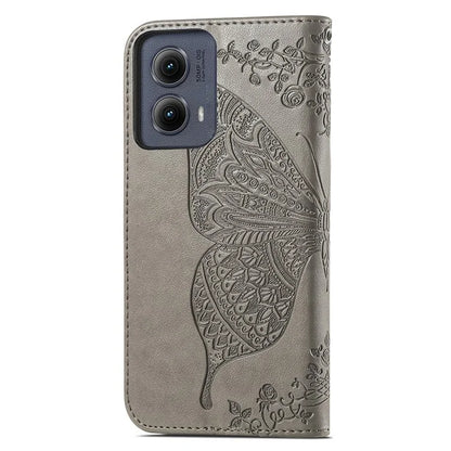 For Motorola Edge (2024) 5G Case PU Leather Wallet Phone Cover Butterfly Pattern