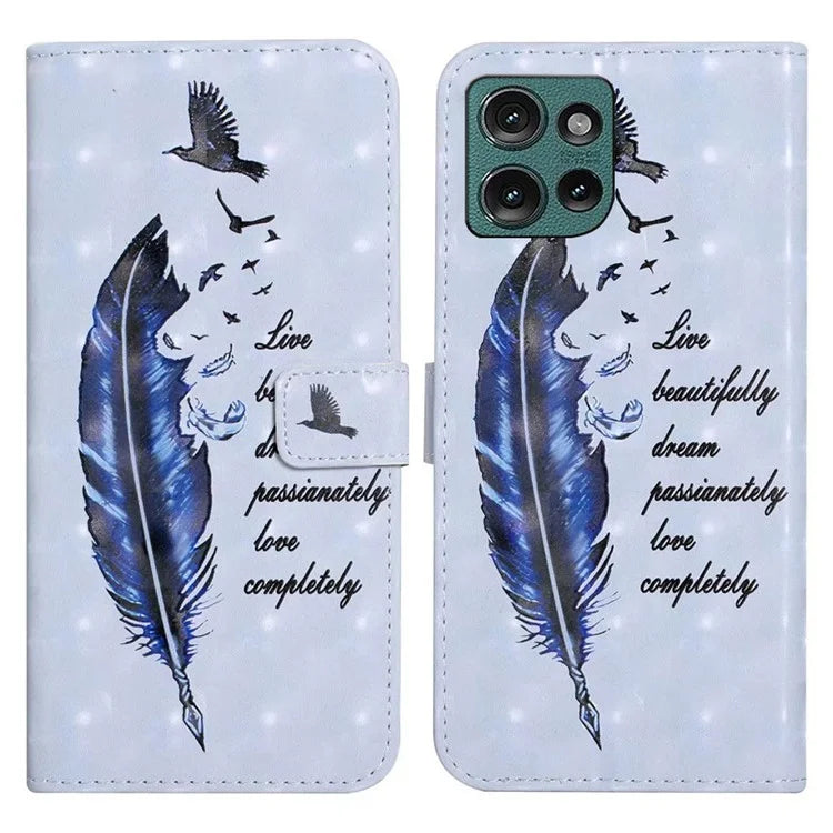 For Motorola Edge 50 5G Case 3D Creative Pattern PU Leather Stand Phone Cover