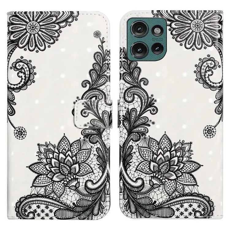 For Motorola Edge 50 5G Case 3D Creative Pattern PU Leather Stand Phone Cover
