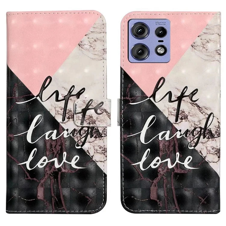 For Motorola Edge 50 Pro 5G Case 3D Creative Pattern PU Leather Stand Phone Cover
