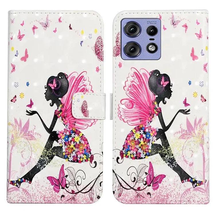 For Motorola Edge 50 Pro 5G Case 3D Creative Pattern PU Leather Stand Phone Cover