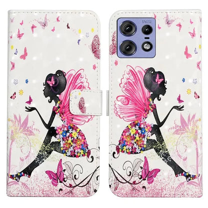 For Motorola Edge 50 Pro 5G Case 3D Creative Pattern PU Leather Stand Phone Cover