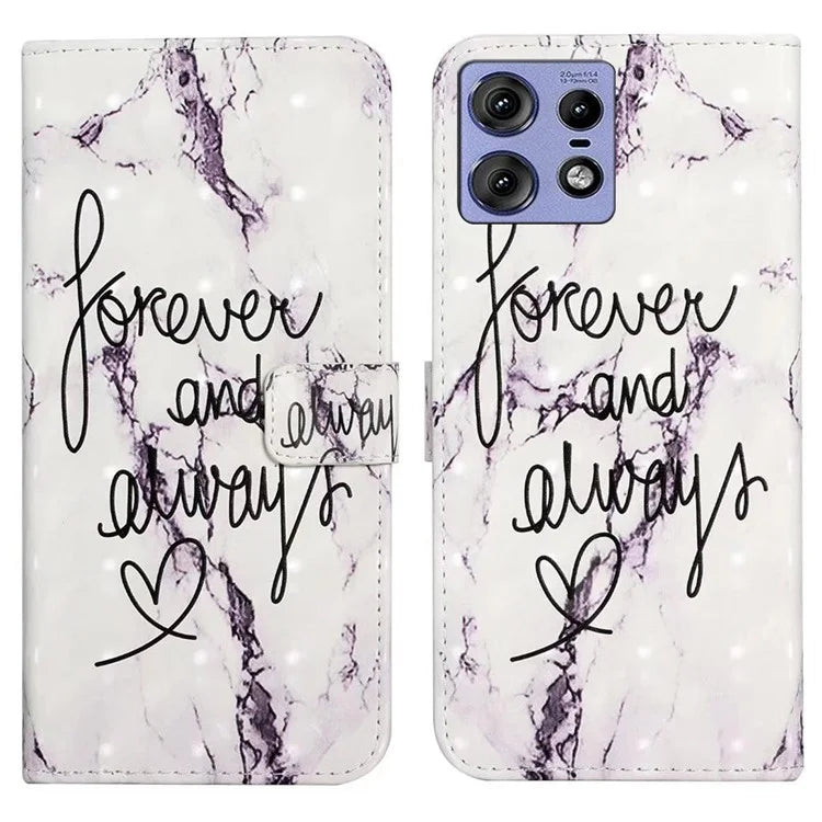For Motorola Edge 50 Pro 5G Case 3D Creative Pattern PU Leather Stand Phone Cover