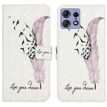 For Motorola Edge 50 Pro 5G Case 3D Creative Pattern PU Leather Stand Phone Cover
