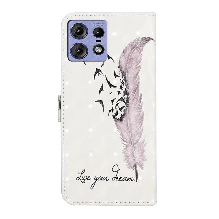 For Motorola Edge 50 Pro 5G Case 3D Creative Pattern PU Leather Stand Phone Cover