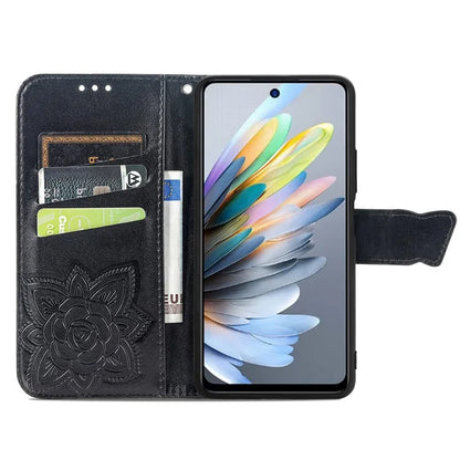 For ZTE Blade A75 4G Case PU Leather Wallet Phone Cover Butterfly Pattern