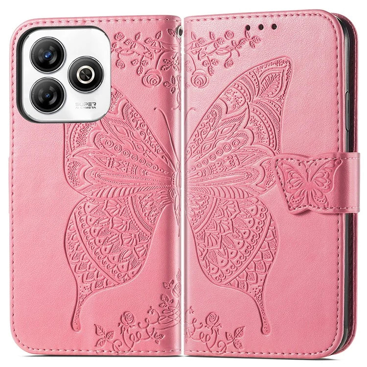 For ZTE Blade A75 4G Case PU Leather Wallet Phone Cover Butterfly Pattern