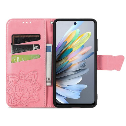 For ZTE Blade A75 4G Case PU Leather Wallet Phone Cover Butterfly Pattern
