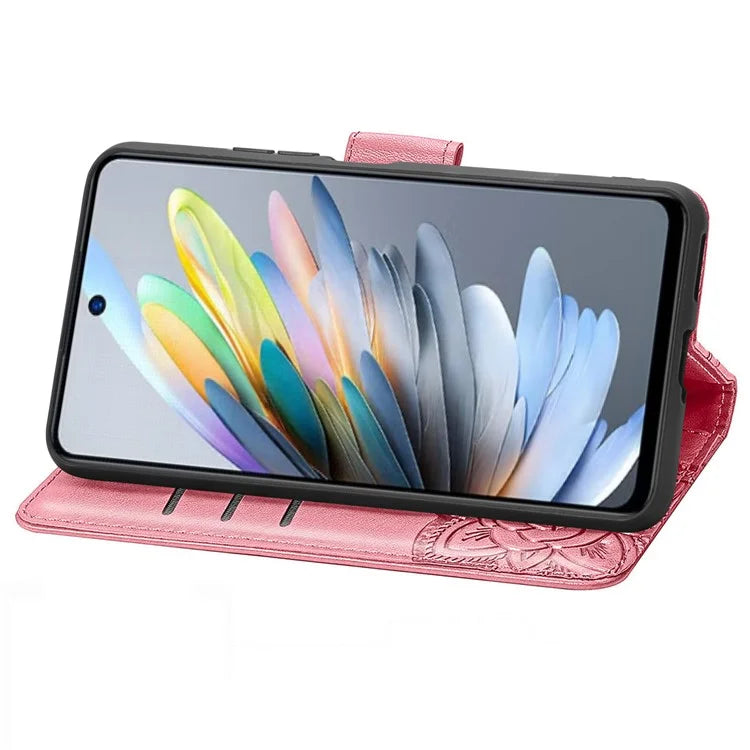 For ZTE Blade A75 4G Case PU Leather Wallet Phone Cover Butterfly Pattern