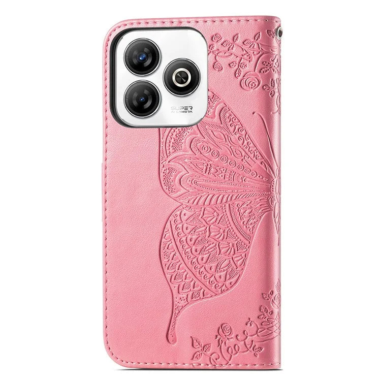 For ZTE Blade A75 4G Case PU Leather Wallet Phone Cover Butterfly Pattern