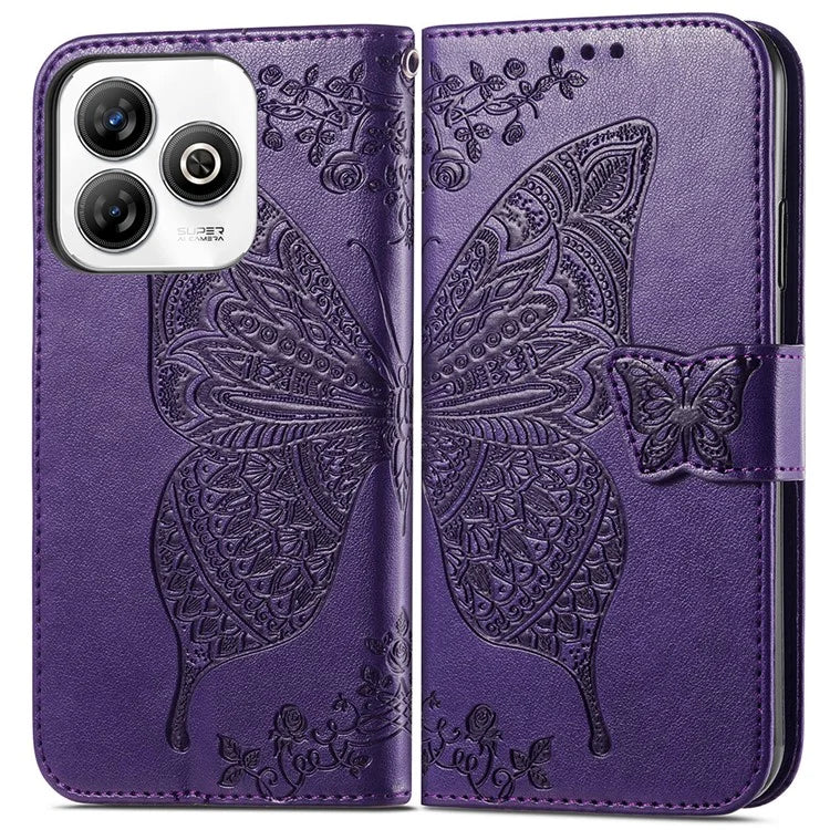 For ZTE Blade A75 4G Case PU Leather Wallet Phone Cover Butterfly Pattern