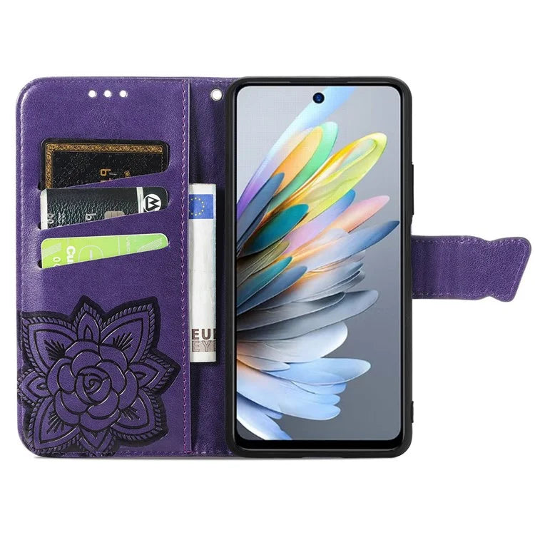 For ZTE Blade A75 4G Case PU Leather Wallet Phone Cover Butterfly Pattern