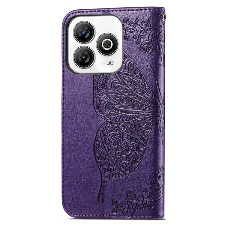 For ZTE Blade A75 4G Case PU Leather Wallet Phone Cover Butterfly Pattern