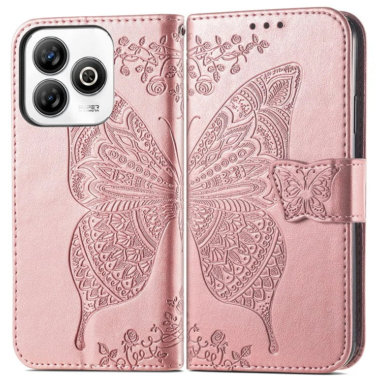 For ZTE Blade A75 4G Case PU Leather Wallet Phone Cover Butterfly Pattern