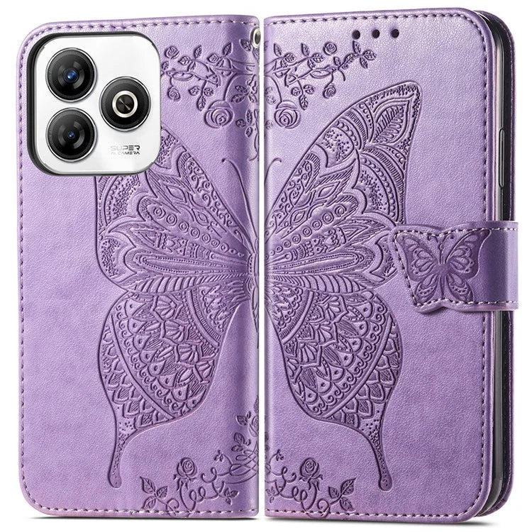 For ZTE Blade A75 4G Case PU Leather Wallet Phone Cover Butterfly Pattern