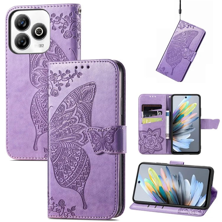 For ZTE Blade A75 4G Case PU Leather Wallet Phone Cover Butterfly Pattern
