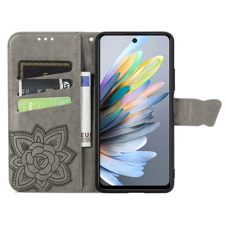 For ZTE Blade A75 4G Case PU Leather Wallet Phone Cover Butterfly Pattern