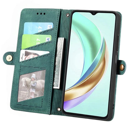 For Honor X6b 4G Case Zipper Wallet Geometry Lines Leather Phone Cover
