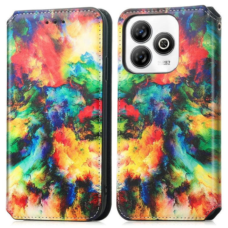 CASENEO For ZTE Blade A75 4G Case RFID Blocking Wallet Leather Cover Pattern Print
