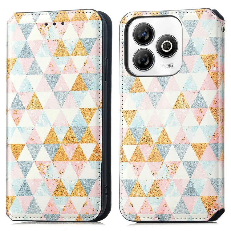 CASENEO For ZTE Blade A75 4G Case RFID Blocking Wallet Leather Cover Pattern Print