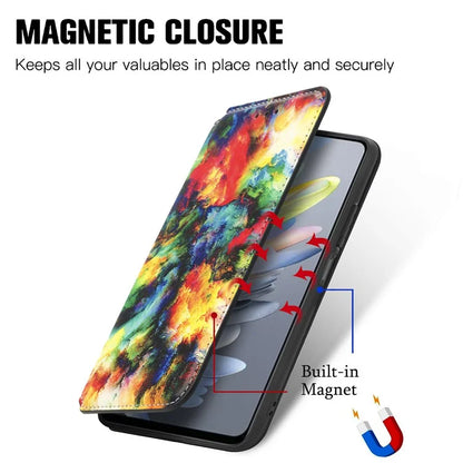 CASENEO For ZTE Blade A75 4G Case RFID Blocking Wallet Leather Cover Pattern Print