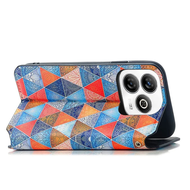 CASENEO For ZTE Blade A75 4G Case RFID Blocking Wallet Leather Cover Pattern Print