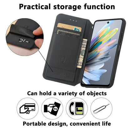 CASENEO For ZTE Blade A75 4G Case RFID Blocking Wallet Leather Cover Pattern Print