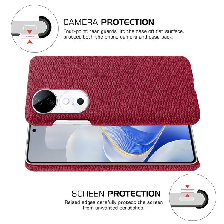 For vivo S19 5G Case Cloth Texture Anti-Scratch Protective PC Phone Cover