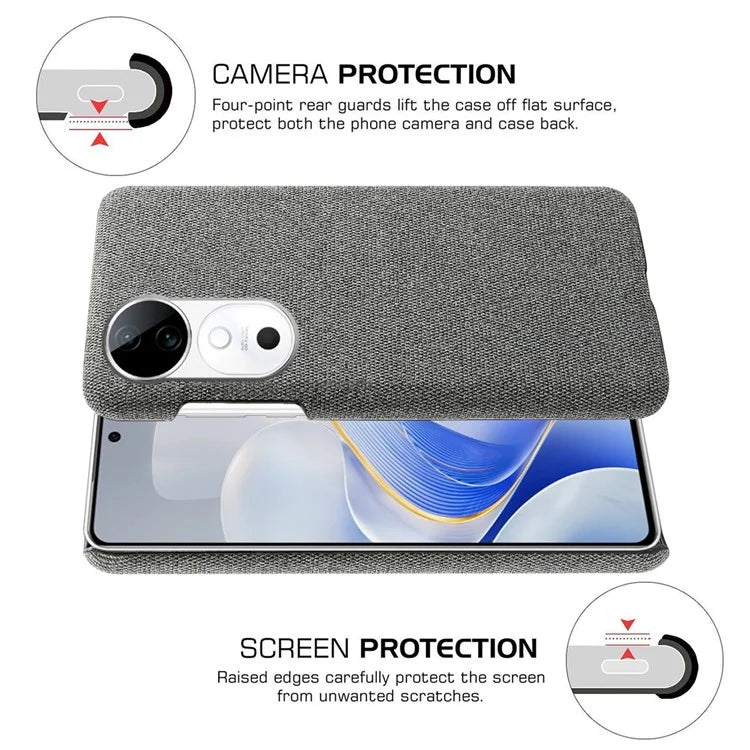 For vivo S19 5G Case Cloth Texture Anti-Scratch Protective PC Phone Cover