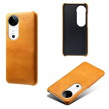 For vivo S19 5G Case Calf Texture PU Leather Hard PC Protective Phone Cover