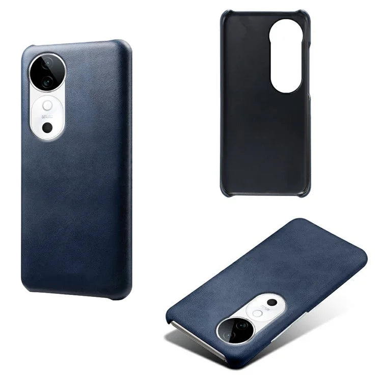 For vivo S19 5G Case Calf Texture PU Leather Hard PC Protective Phone Cover