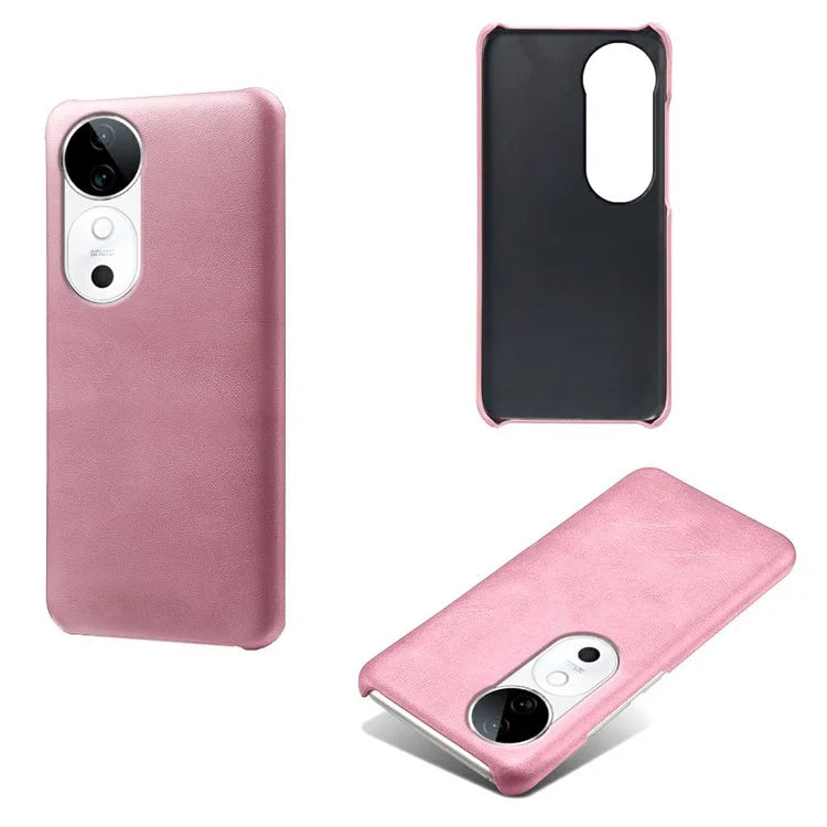 For vivo S19 5G Case Calf Texture PU Leather Hard PC Protective Phone Cover