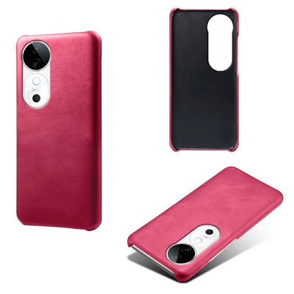 For vivo S19 5G Case Calf Texture PU Leather Hard PC Protective Phone Cover