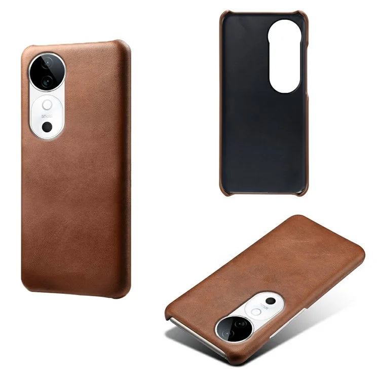 For vivo S19 5G Case Calf Texture PU Leather Hard PC Protective Phone Cover
