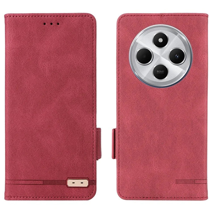 For Xiaomi Redmi 14C 4G Case Leather Wallet Flip Phone Cover with Hardware Decor