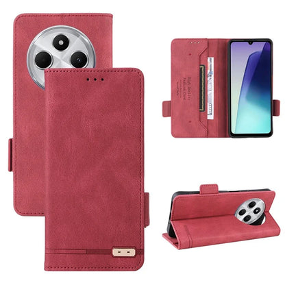 For Xiaomi Redmi 14C 4G Case Leather Wallet Flip Phone Cover with Hardware Decor
