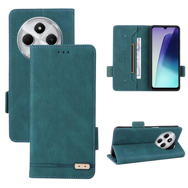 For Xiaomi Redmi 14C 4G Case Leather Wallet Flip Phone Cover with Hardware Decor