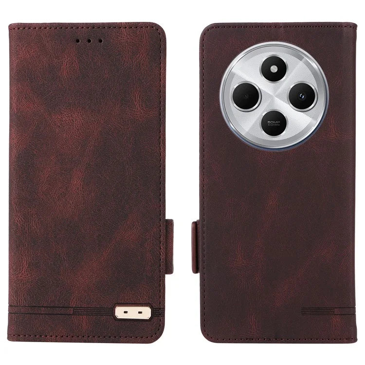 For Xiaomi Redmi 14C 4G Case Leather Wallet Flip Phone Cover with Hardware Decor