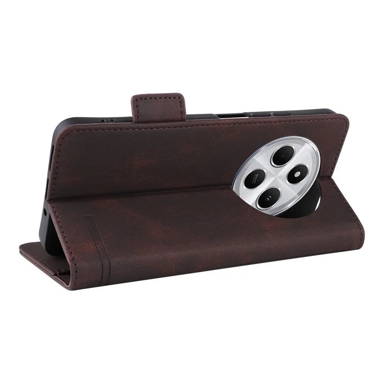 For Xiaomi Redmi 14C 4G Case Leather Wallet Flip Phone Cover with Hardware Decor