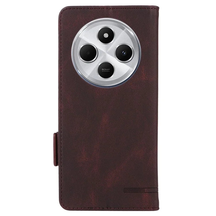 For Xiaomi Redmi 14C 4G Case Leather Wallet Flip Phone Cover with Hardware Decor