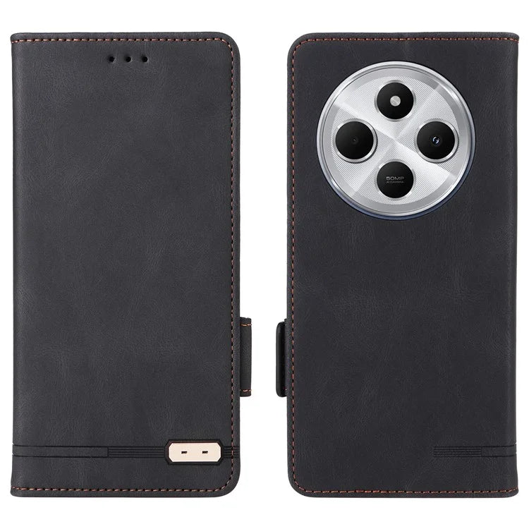 For Xiaomi Redmi 14C 4G Case Leather Wallet Flip Phone Cover with Hardware Decor
