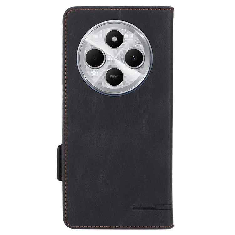 For Xiaomi Redmi 14C 4G Case Leather Wallet Flip Phone Cover with Hardware Decor
