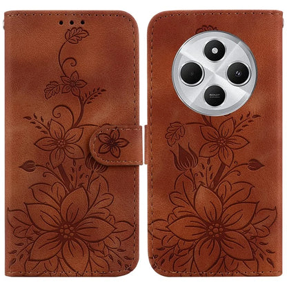 For Xiaomi Redmi 14C 4G Case Lily Flower Imprint Leather Phone Cover with Stand