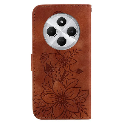 For Xiaomi Redmi 14C 4G Case Lily Flower Imprint Leather Phone Cover with Stand