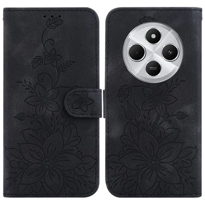 For Xiaomi Redmi 14C 4G Case Lily Flower Imprint Leather Phone Cover with Stand