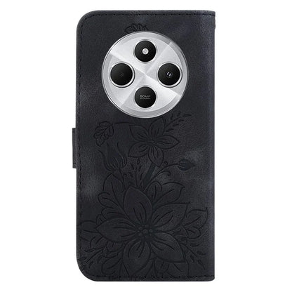 For Xiaomi Redmi 14C 4G Case Lily Flower Imprint Leather Phone Cover with Stand