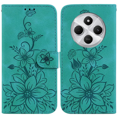 For Xiaomi Redmi 14C 4G Case Lily Flower Imprint Leather Phone Cover with Stand