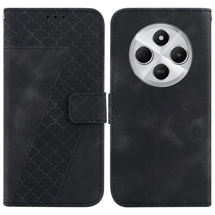 For Xiaomi Redmi 14C 4G Stand Case 7-Shaped Pattern Imprint Leather Phone Cover