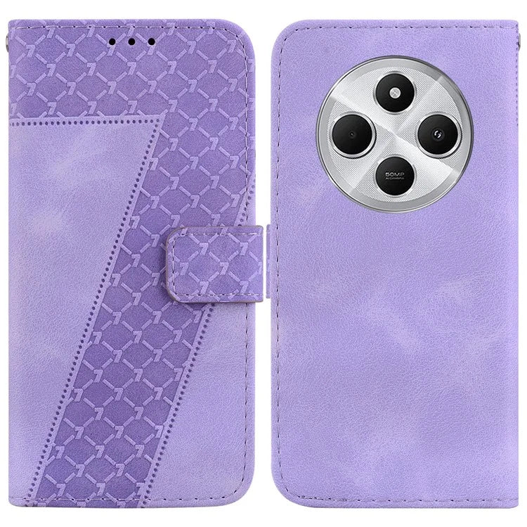 For Xiaomi Redmi 14C 4G Stand Case 7-Shaped Pattern Imprint Leather Phone Cover