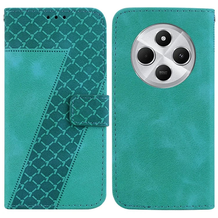 For Xiaomi Redmi 14C 4G Stand Case 7-Shaped Pattern Imprint Leather Phone Cover